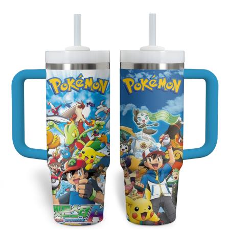 Pokemon Anime Custom Stanley Quencher 30oz or 40oz Stainless Steel Tumbler With Handle HG With Handle