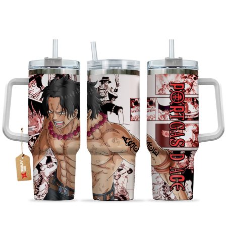 Portgas D. Ace One Piece Anime  Custom Quencher 30oz or 40oz Stainless Steel Tumbler With Handle HG