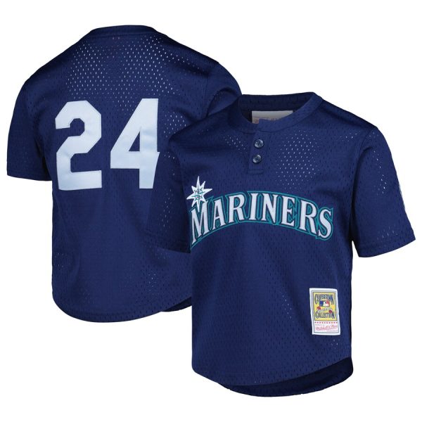 Ken Griffey Jr. Seattle Mariners Mitchell & Ness Preschool Cooperstown Collection Mesh Batting Practice Jersey – Navy –
