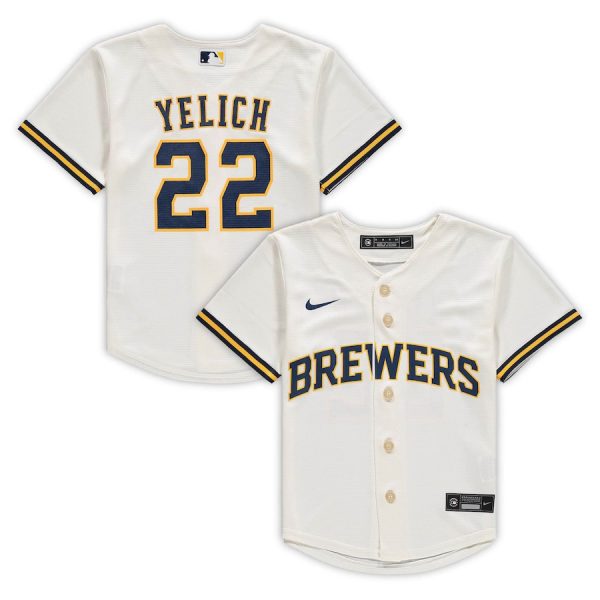 Christian Yelich Milwaukee Brewers Nike Preschool Home Replica Player Jersey – Cream –