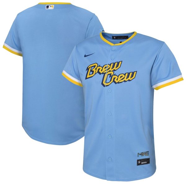 Milwaukee Brewers Nike Preschool City Connect Replica Team Jersey – Powder Blue –