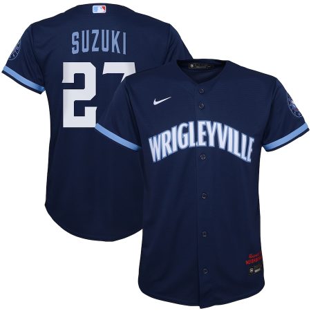 Seiya Suzuki Chicago Cubs Nike Preschool City Connect Script Replica Player Jersey – Navy –