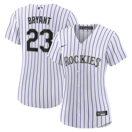 Kris Bryant Colorado Rockies Nike Women’s Replica Player Jersey – White/Purple –