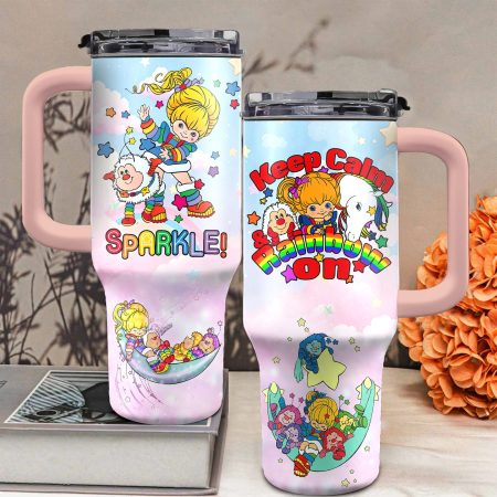 Rainbow Brite Cartoon Custom Quencher Stainless Steel Custom Quencher 30oz or 40oz Stainless Steel Tumbler With Handle HG
