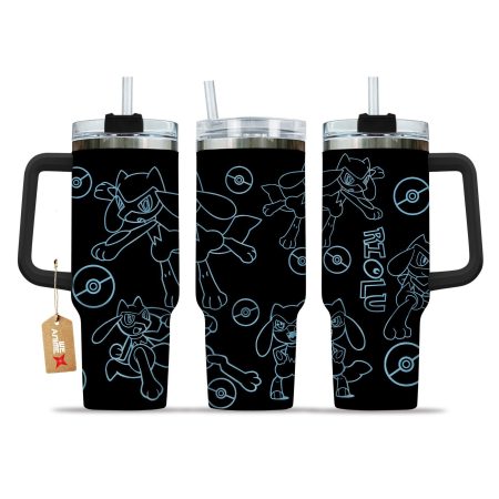 Riolu Pokemon Anime Custom Stanley Quencher 30oz or 40oz Stainless Steel Tumbler With Handle HG