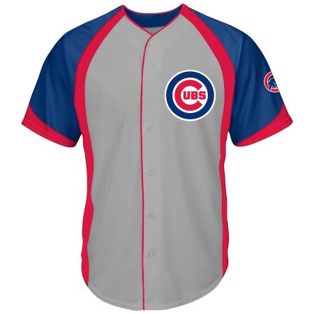Chicago Cubs Big & Tall Colorblock Full-Button Jersey – Gray/Royal –