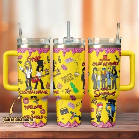 Guns N’ Roses x The Simpsons Music Custom Stanley Cup 40 oz 30 oz Tumbler With Handle HG