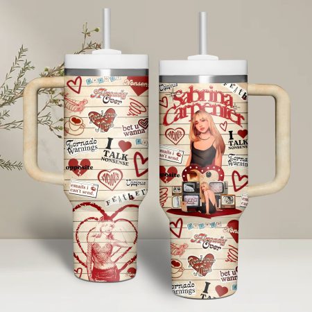 Sabrina Carpenter Music Custom Stanley Quencher 30oz or 40oz Stainless Steel Tumbler With Handle HG With Handle