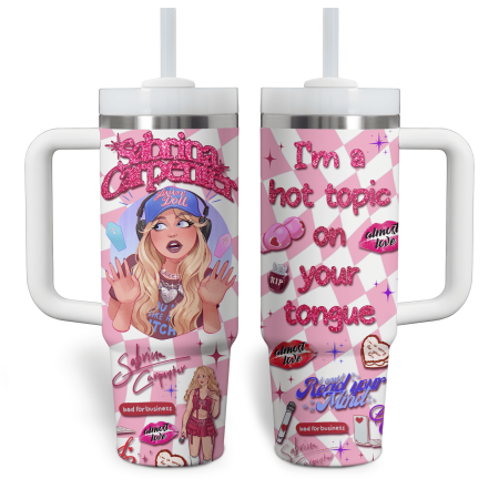 Sabrina Carpenter Music Custom Stanley Quencher 30oz or 40oz Stainless Steel Tumbler With Handle HG