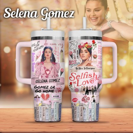 Selena Gomez Music Custom  Quencher 40oz Stainless Steel Tumbler HG With Handle