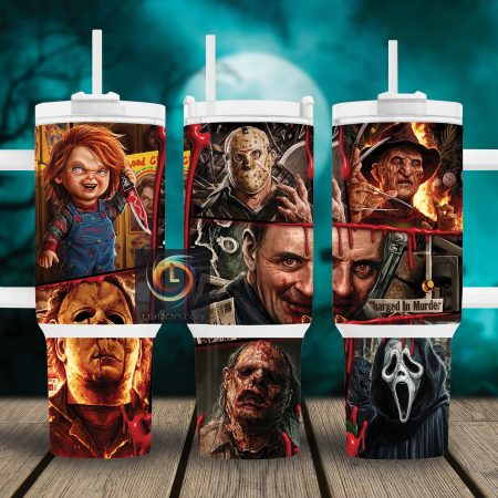 Serial Killers Horror Characters Movies Custom  Quencher 30 or 40oz  Stainless Steel Tumbler HG With Handle