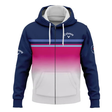 Sport Callaway 124th U.S. Open Pinehurst Zipper Hoodie Shirt White Strong Pink Very Dark Blue Pattern  All Over Print Zipper Hoodie Shirt