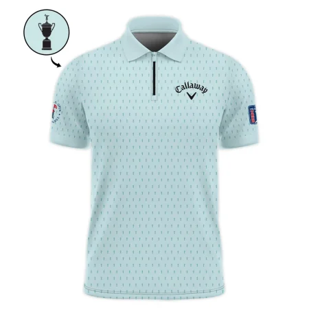 Sports 124th U.S. Open Callaway Pinehurst Zipper Polo Shirt Cup Pattern Pastel Green All Over Print Zipper Polo Shirt For Men