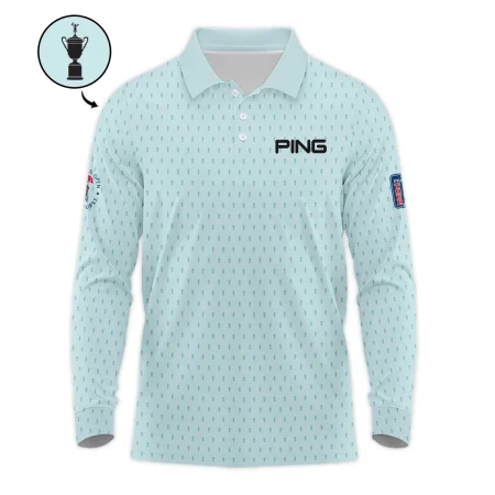 Sports 124th U.S. Open Ping Pinehurst Long Polo Shirt Cup Pattern Pastel Green All Over Print Long Polo Shirt For Men