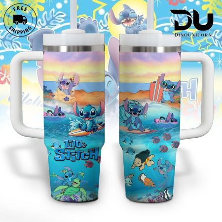 Stitch Cartoon Custom  Quencher 40oz Stainless Steel Tumbler HG With Handle