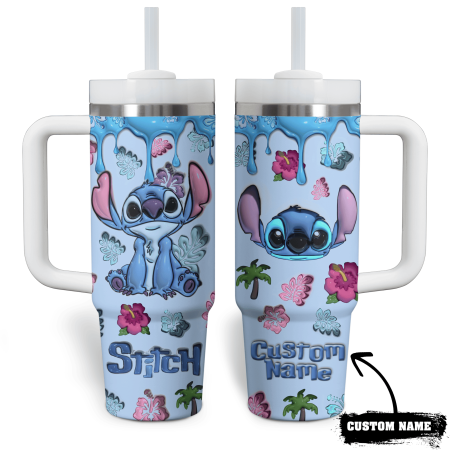 Stitch Cartoon Custom  Quencher 40oz Stainless Steel Tumbler HG With Handle
