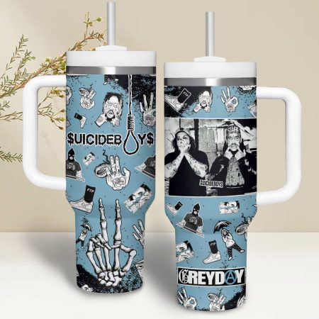 Suicideboys Music Custom Stanley Quencher 30oz or 40oz Stainless Steel Tumbler With Handle HG With Handle
