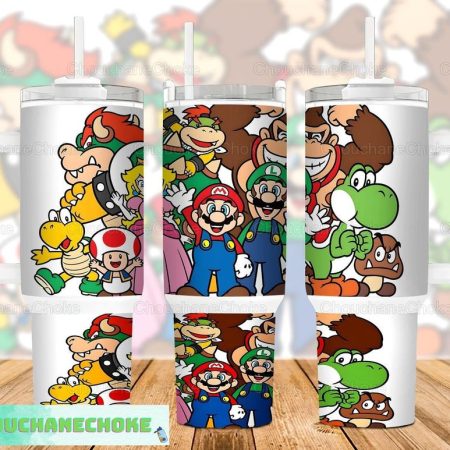 Super Mario Games Custom  Quencher 40oz Stainless Steel Tumbler HG