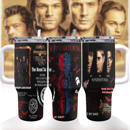 Supernatural TV Series Custom Quencher Stainless Steel Custom Quencher 30oz or 40oz Stainless Steel Tumbler With Handle HG