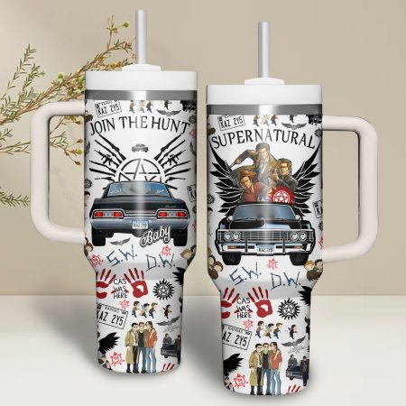 Supernatural TV Series Custom Stanley Quencher  30oz or 40oz Stainless Steel Tumbler With Handle HG Stainless Steel Tumbler With Handle