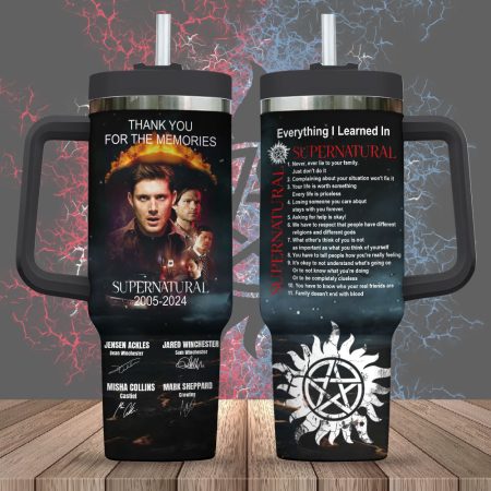 Supernatural TV Series Custom Stanley Quencher  30oz or 40oz Stainless Steel Tumbler With Handle HG Stainless Steel Tumbler With Handle