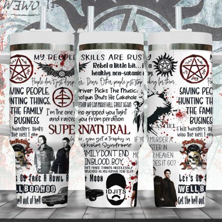 Supernatural TV Series Custom  Quencher 40oz Stainless Steel Tumbler HG With Handle