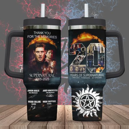 Supernatural TV Series Custom  Quencher 40oz Stainless Steel Tumbler HG With Handle