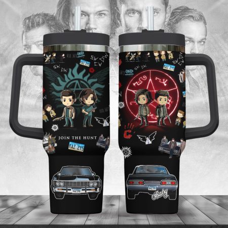 Supernatural TV Series Custom  Quencher 40oz Stainless Steel Tumbler HG With Handle