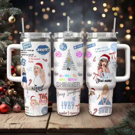 Taylor Swift Music Christmas Custom Stanley Quencher HG 30oz or 40oz Stainless Steel Tumbler With Handle