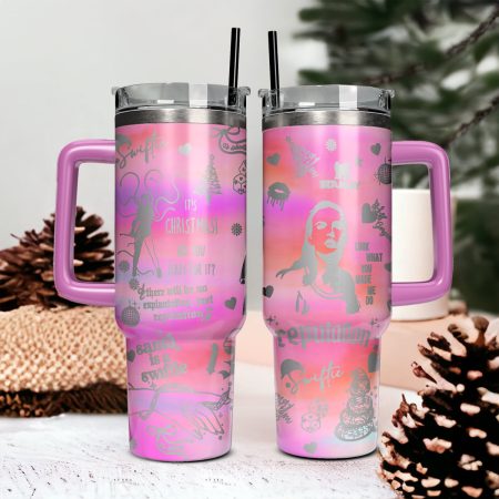 Taylor Swift Music Christmas Custom Stanley Quencher HG 30oz or 40oz Stainless Steel Tumbler With Handle