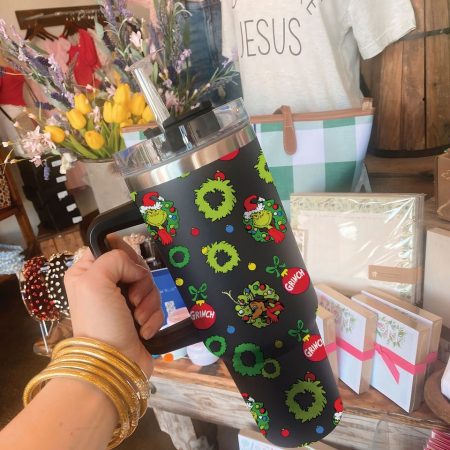 The Grinch Cartoon Custom Stanley Quencher 30oz or 30oz or 40oz Stainless Steel Tumbler With Handle HG With Handle HG