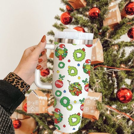 The Grinch Cartoon Custom Stanley Quencher 30oz or 30oz or 40oz Stainless Steel Tumbler With Handle HG With Handle HG