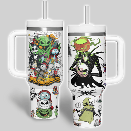 The Nightmare Before Christmas Movies Custom Stanley Quencher 30oz or 40oz Stainless Steel Tumbler With Handle HG With Handle