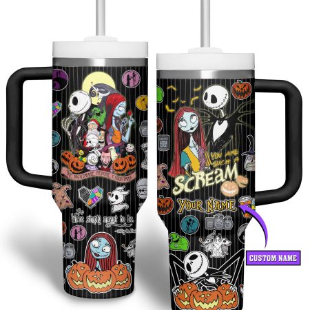 The Nightmare Before Christmas Movies Custom Stanley Quencher 30oz or 40oz Stainless Steel Tumbler With Handle HG With Handle