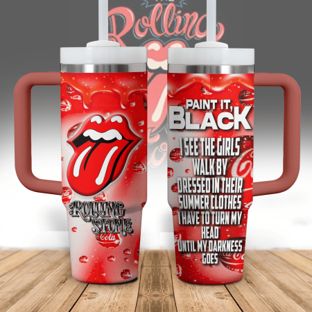 The Rolling Stones Music Custom Stanley Quencher 30oz or 40oz Stainless Steel Tumbler With Handle HG