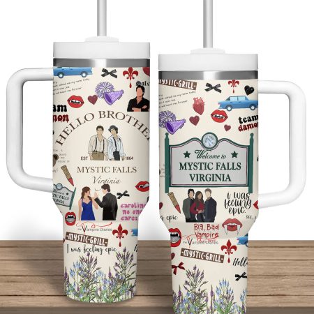 The Vampire Diaries TV Series Custom Stanley Quencher  30oz or 40oz Stainless Steel Tumbler With Handle HG Stainless Steel Tumbler With Handle