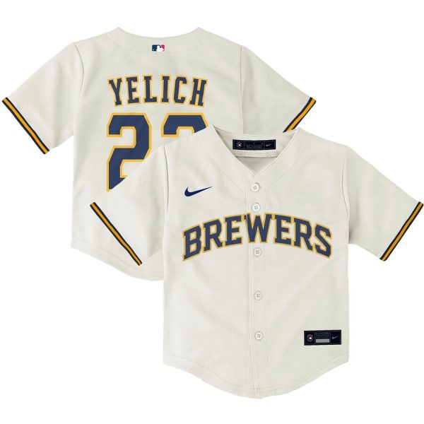 Christian Yelich Milwaukee Brewers Nike Toddler Home Replica Player Jersey – Cream –