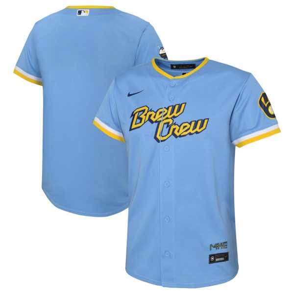 Milwaukee Brewers Nike Toddler City Connect Replica Team Jersey – Powder Blue –