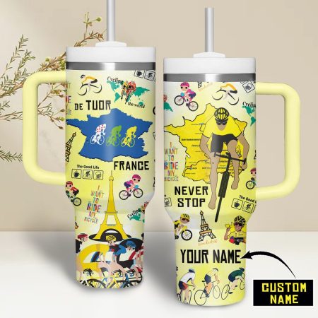 Tour De France 2024 Sports Custom Stanley Quencher 30oz or 40oz Stainless Steel Tumbler With Handle HG With Handle