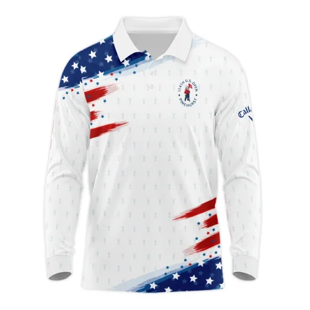 Tournament 124th U.S. Open Pinehurst Callaway Long Polo Shirt Flag American White And Blue All Over Print Long Polo Shirt For Men