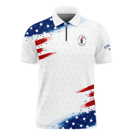 Tournament 124th U.S. Open Pinehurst Callaway Zipper Polo Shirt Flag American White And Blue All Over Print Zipper Polo Shirt For Men
