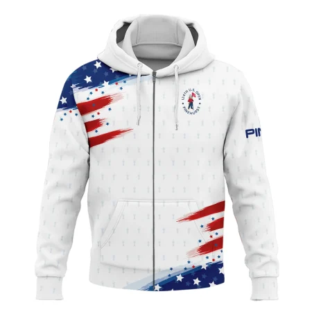 Tournament 124th U.S. Open Pinehurst Ping Zipper Hoodie Shirt Flag American White And Blue All Over Print Zipper Hoodie Shirt
