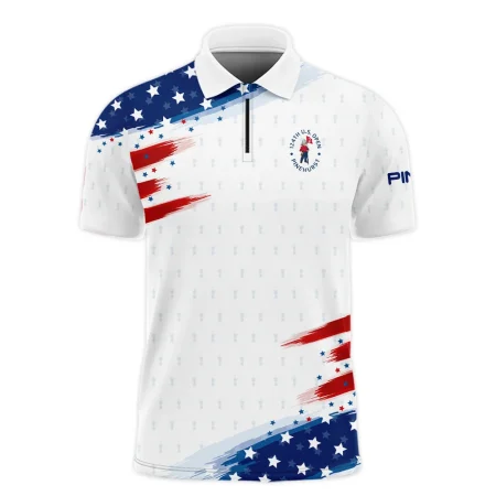 Tournament 124th U.S. Open Pinehurst Ping Zipper Polo Shirt Flag American White And Blue All Over Print Zipper Polo Shirt For Men