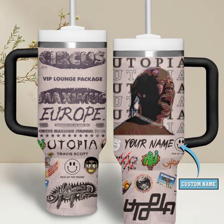 Travis Scott Music Custom Quencher Stainless Steel Custom Quencher 30oz or 40oz Stainless Steel Tumbler With Handle HG