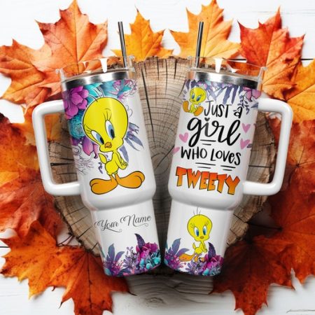 Tweety Cartoon Who Loves Tweety Custom Quencher 30oz or 40oz Stainless Steel Tumbler With Handle NNA