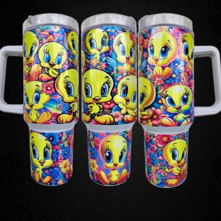 Tweety Bird Cartoon Tumbler Custom Quencher 30oz or 40oz Stainless Steel Tumbler With Handle NNA