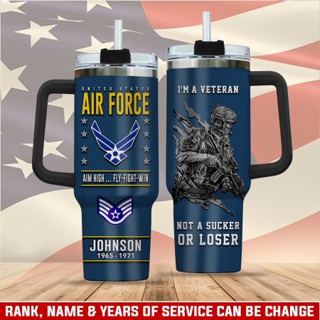 United States Air Force Custom  Quencher 30oz or 40oz Stainless Steel  Tumbler HG With Handle