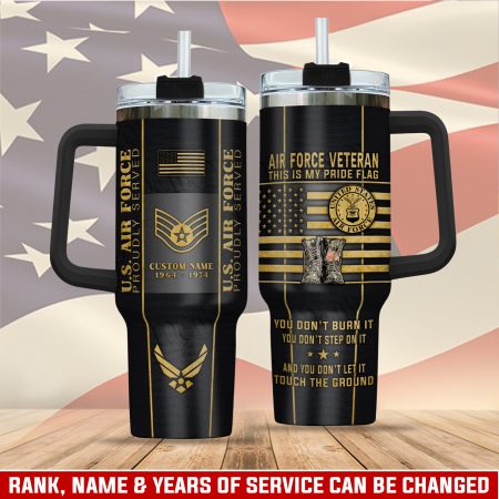 United States Air Force Custom  Quencher 30oz or 40oz Stainless Steel  Tumbler HG With Handle