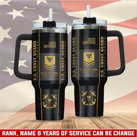 United States Coast Guard Custom  Quencher 30oz or 40oz Stainless Steel  Tumbler HG With Handle