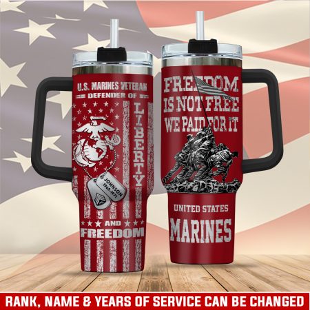 United States Marine Corps Custom  Quencher 30oz or 40oz Stainless Steel  Tumbler HG With Handle